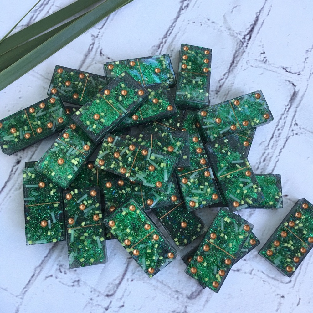 Handmade 28 pieces of Glittery Dominoes